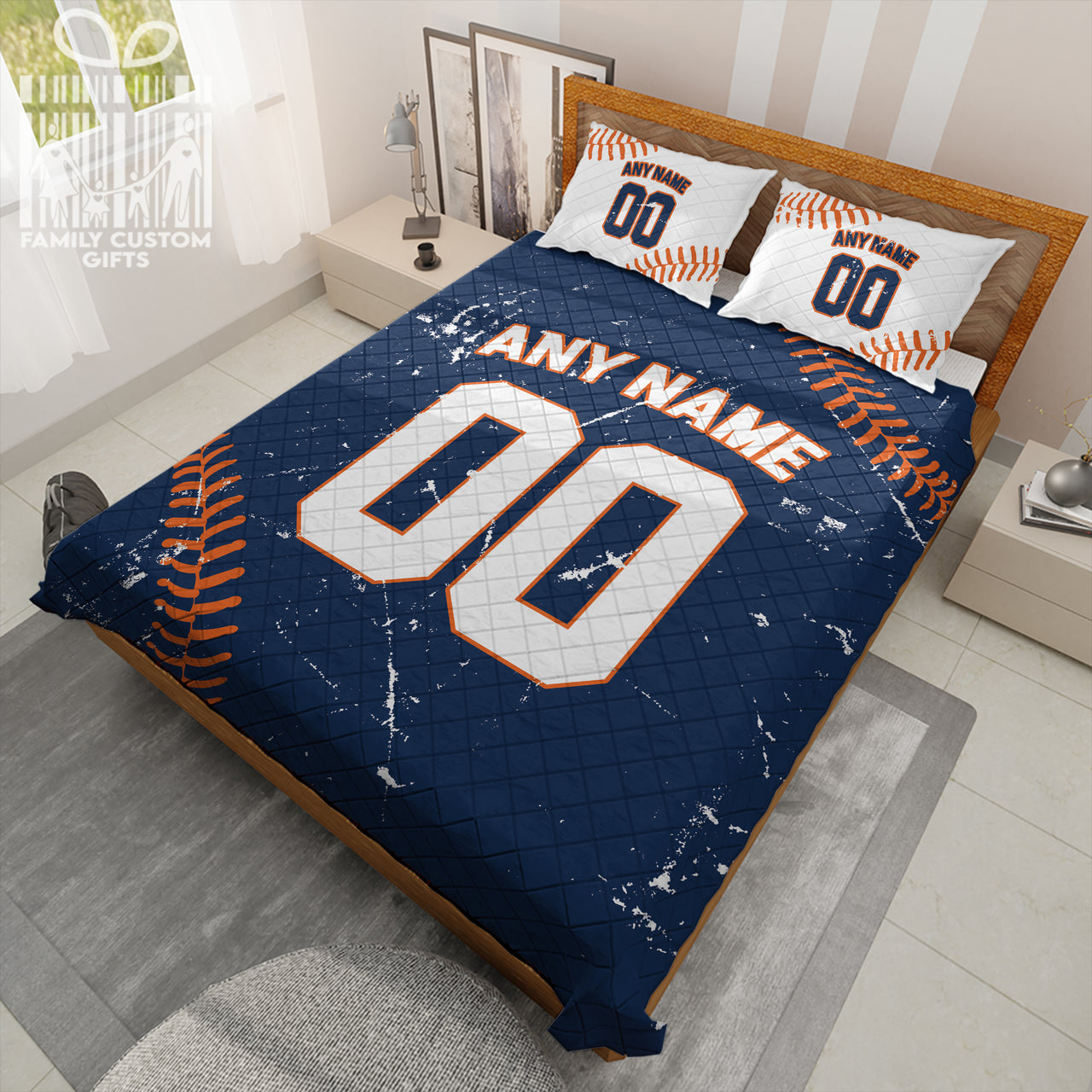 Custom Quilt Sets Detroit Jersey Personalized Baseball Premium Quilt Bedding for Men Women