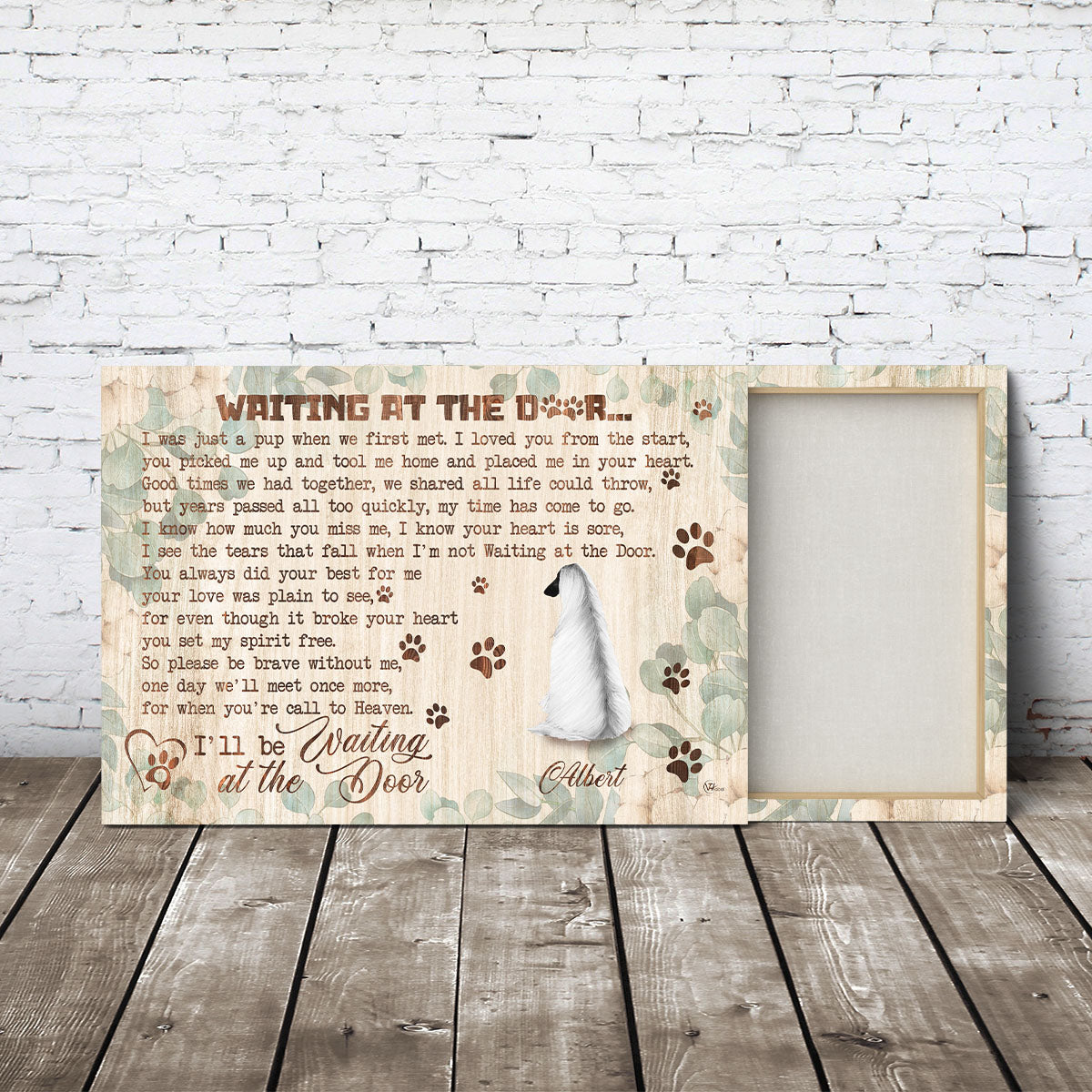 Personalized Pet Memorial Gifts for Loss of Dog Canvas Print Wall Art - Dog Waiting At The Door Canvas Art