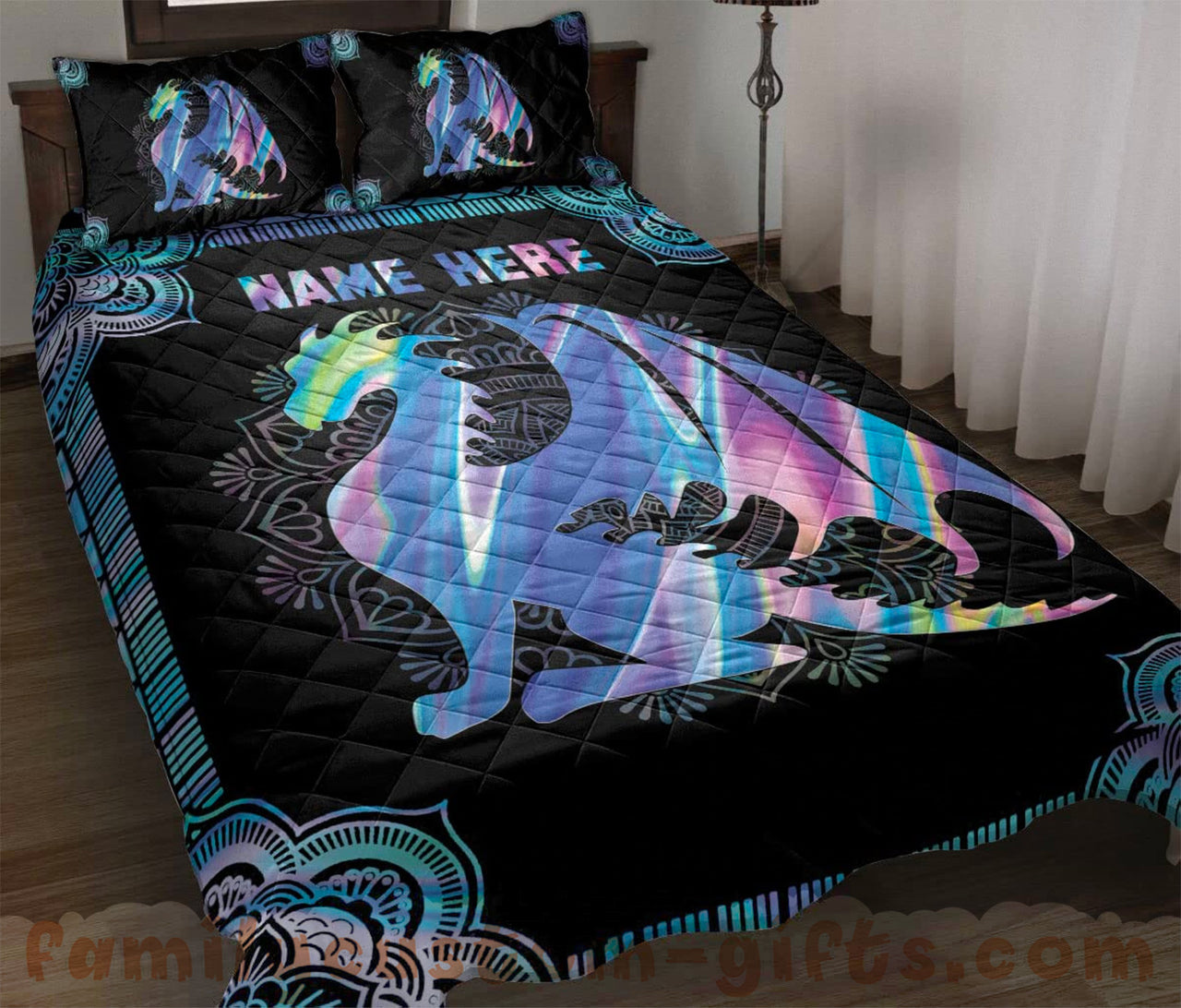 Custom Quilt Sets Dragon Mandala Pattern Premium Quilt Bedding for Boys Girls Men Women