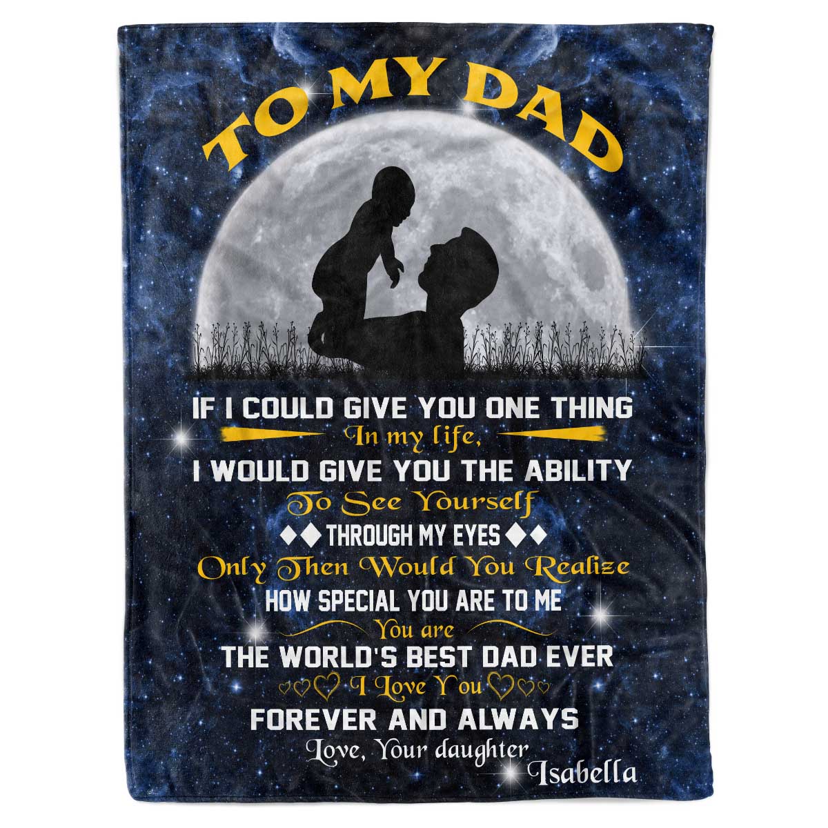 Personalized Custom Daughter Name To My Dad Fleece Sherpa Blanket Gift For Dad Daddy Father Day