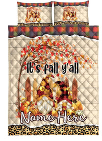 Thumbnail for Custom Quilt Sets Fall Gnomes Pumpkins Premium Quilt Bedding for Boys Girls Men Women