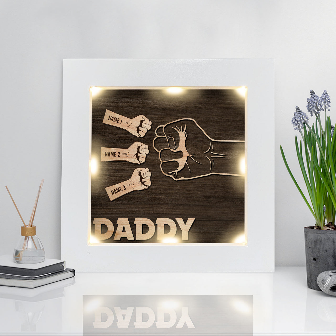 Custom First Fathers Day Gift Ideas Plaques Frame With Led Personalized Fathers Day Gifts - Gifts for New Dads