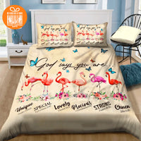 Thumbnail for Comforter God Says You Are Pink Flamingo Custom Bedding Set for Kids Teens Adult Personalized Premium Bed Set