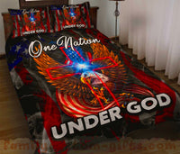 Thumbnail for Custom Quilt Sets God Eagle Smoke American Flag Premium Quilt Bedding for Boys Girls Men Women