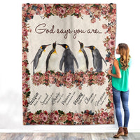 Thumbnail for God Says You are Penguin Fleece Sherpa Blanket