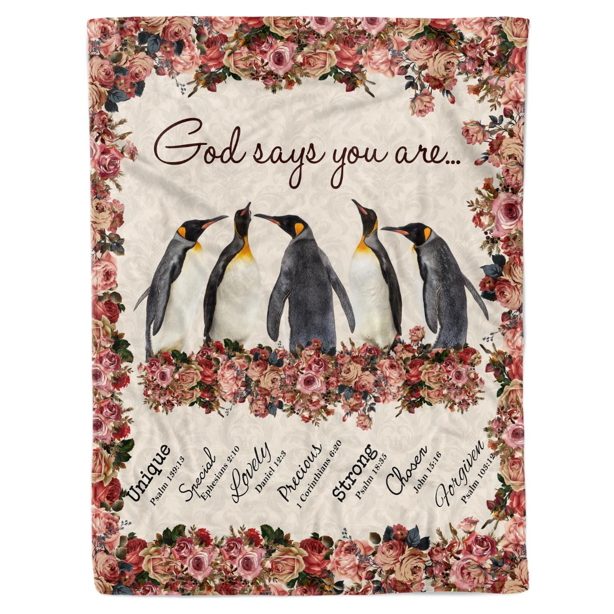 God Says You are Penguin Fleece Sherpa Blanket