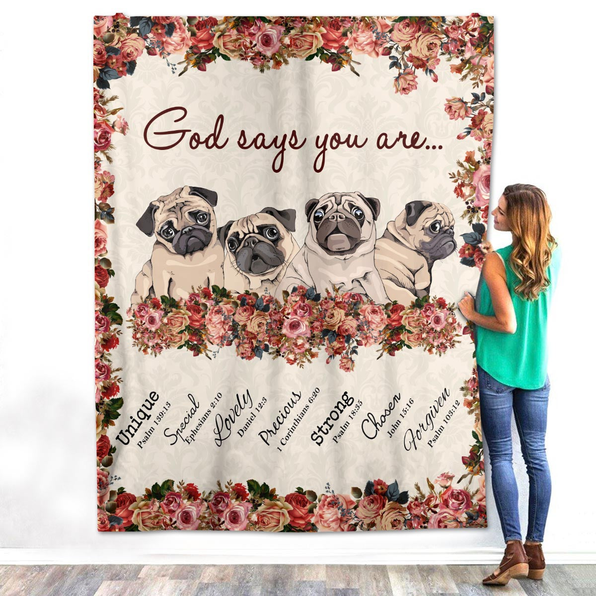 God Says You are Pug Dog Mom Dad Fleece Sherpa Blanket Gift For Dogs