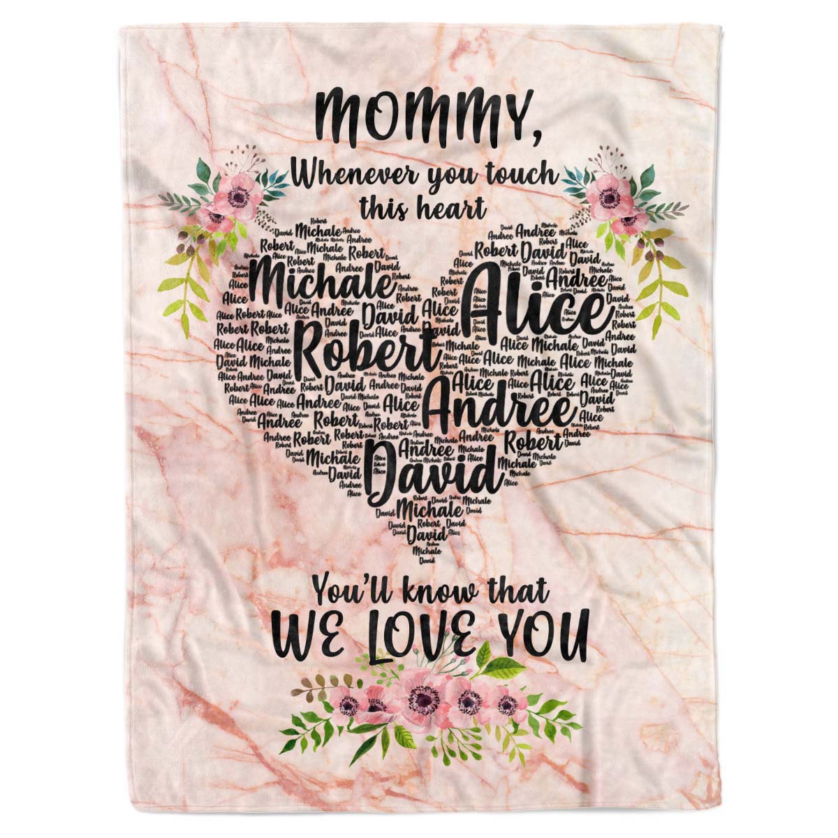 Personalized Custom Daughter Son Kids Names to My Mom Mommy Mothers Day Birthday Fleece Sherpa Blanket Gift For Woman Mom Mommy Mummy Mother Day