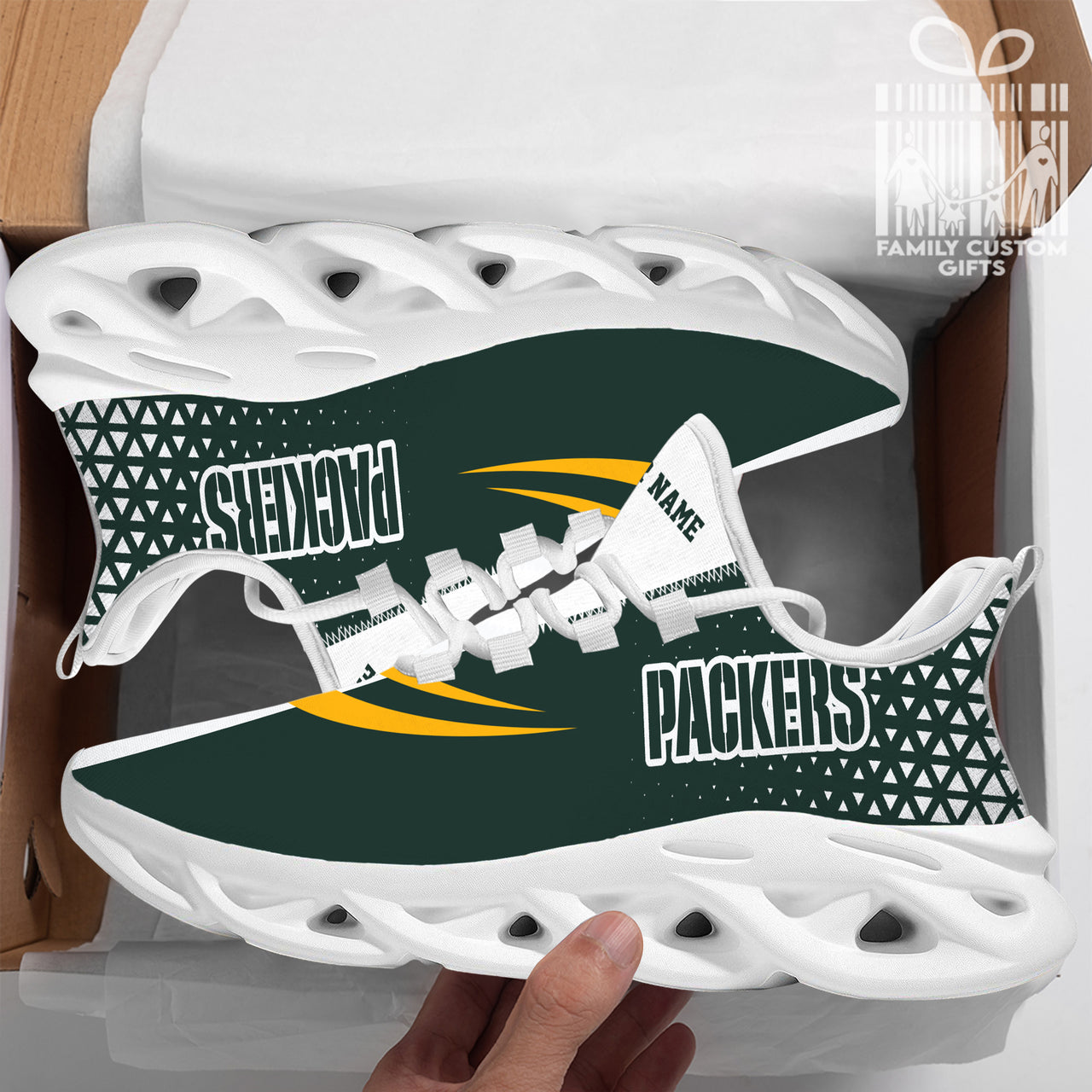 Custom Name Green Bay Football Packers Logo Max Soul Shoes For Men And  Women - YesItCustom