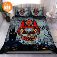 Thumbnail for Comforter Halloween Firefighter Custom Bedding Set for Kids Teens Adult Personalized Premium Bed Set