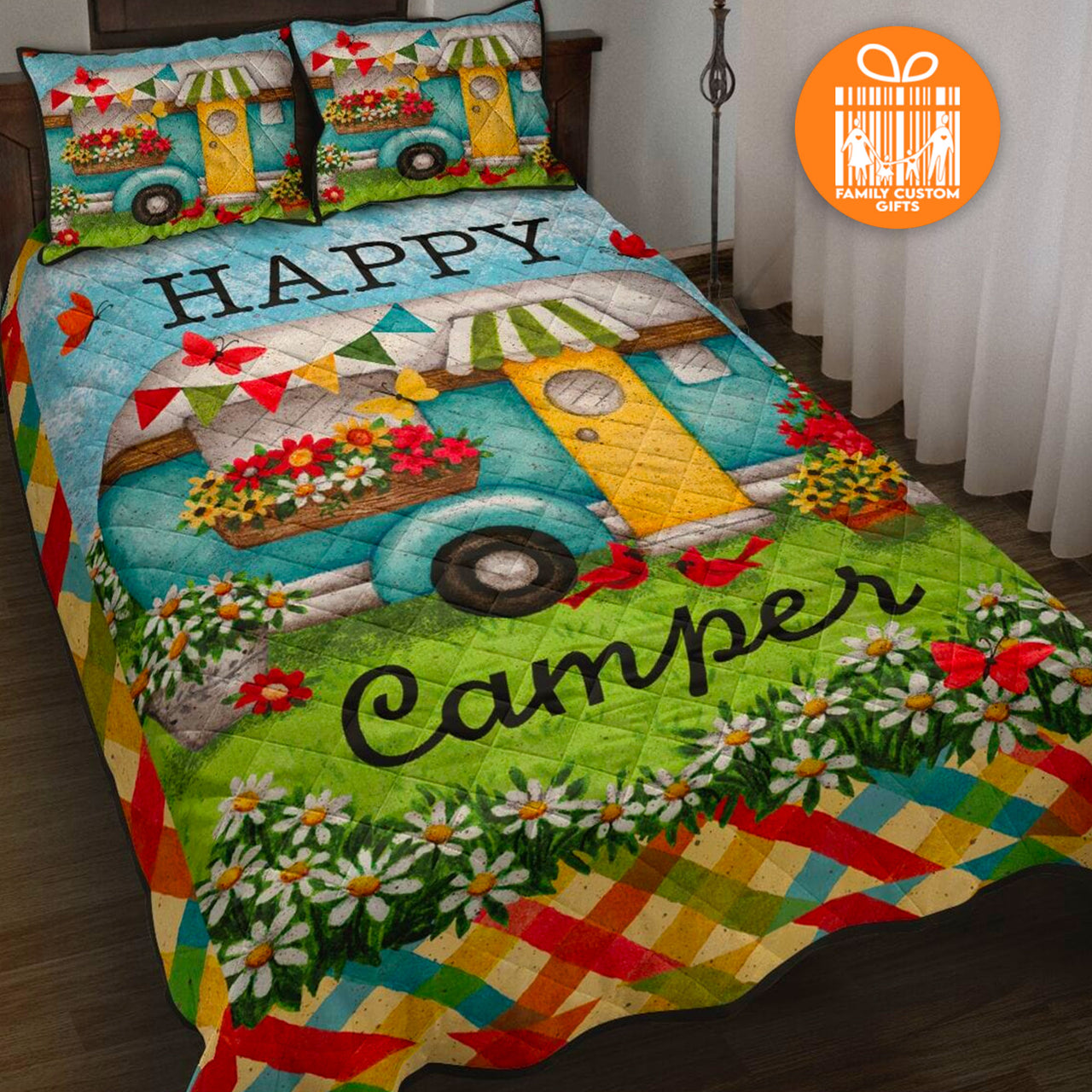 Comforter Happy Camper Custom Bedding Set for Kids Teens Adult Personalized Premium Bed Set