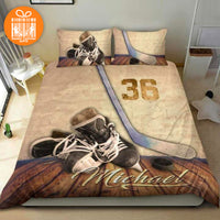 Thumbnail for Comforter Ice Hockey Sports Custom Bedding Set for Kids Teens Adult Personalized Premium Bed Set
