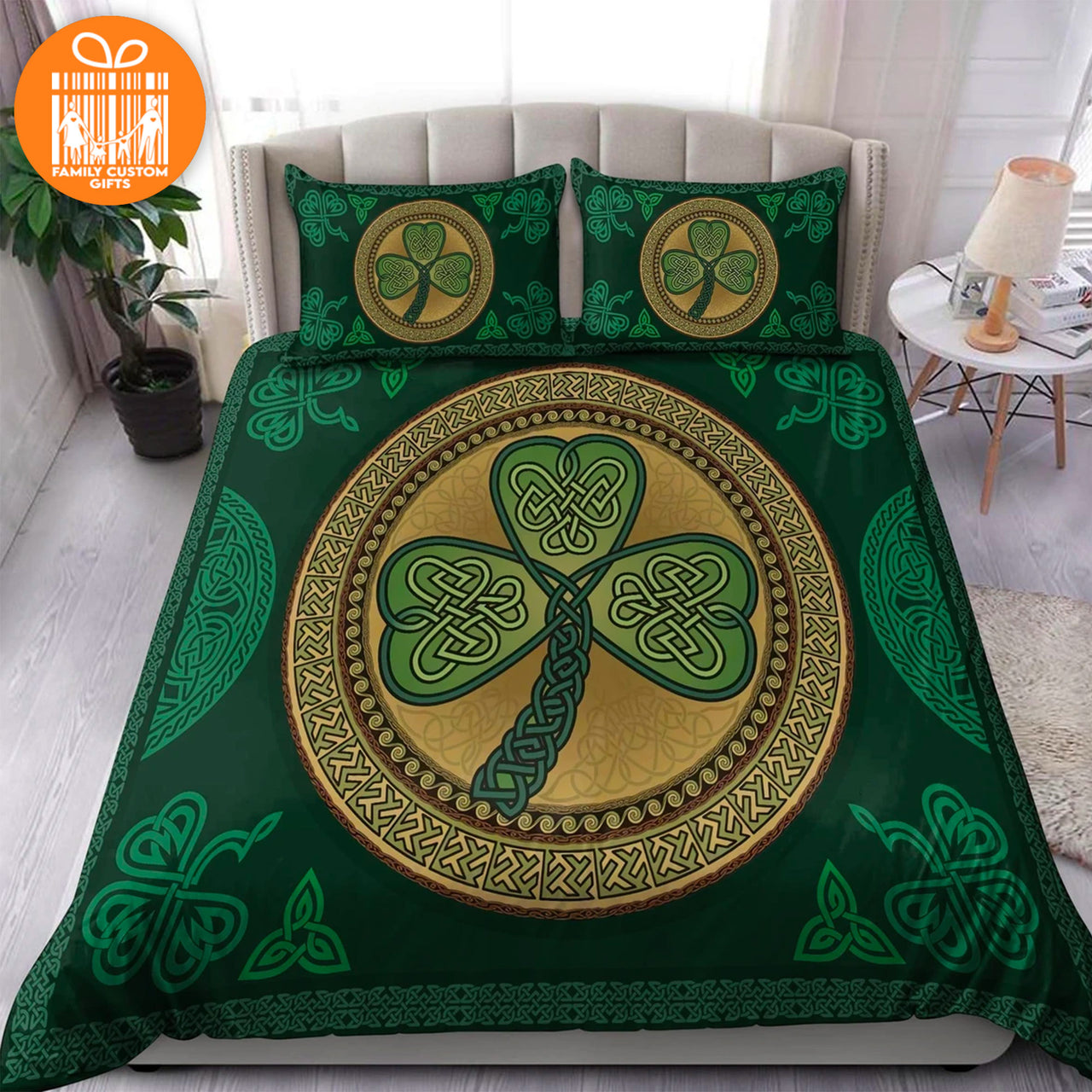 Comforter St. Patrick's Day Irish Shamrocks Custom Bedding Set for Kids Teens Adult Premium Bed Set