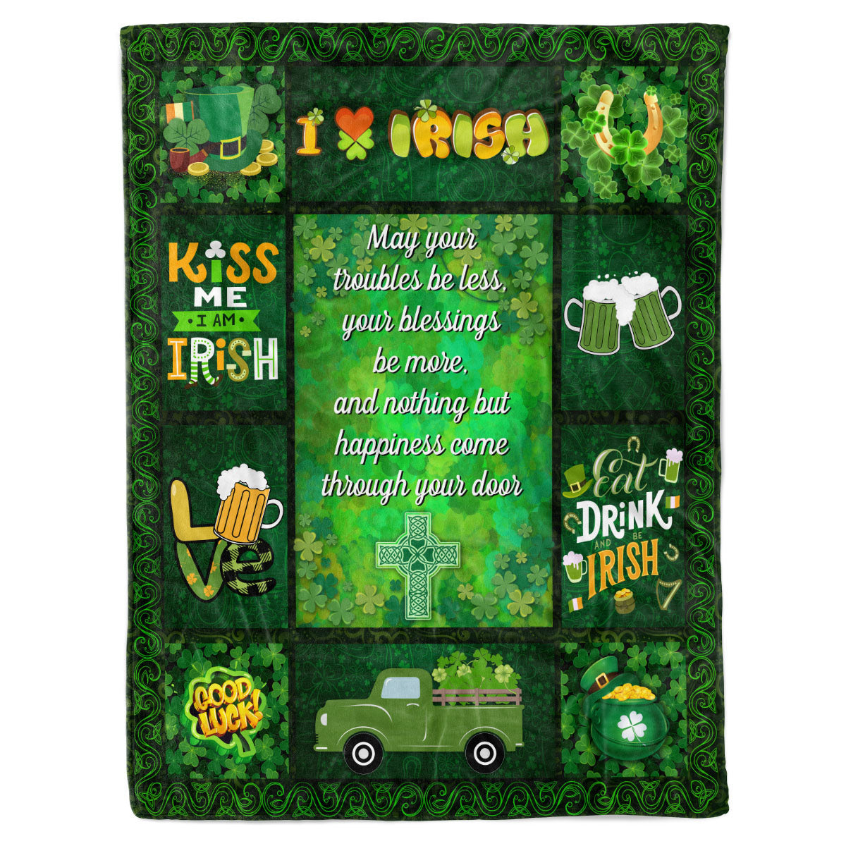 Happy St Patrick's Day Irish Fleece Sherpa Blanket