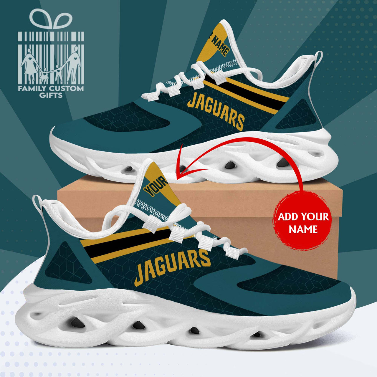 Jacksonville Jaguars Personalized Max Soul Sneakers Running Sport Shoes for Men Women