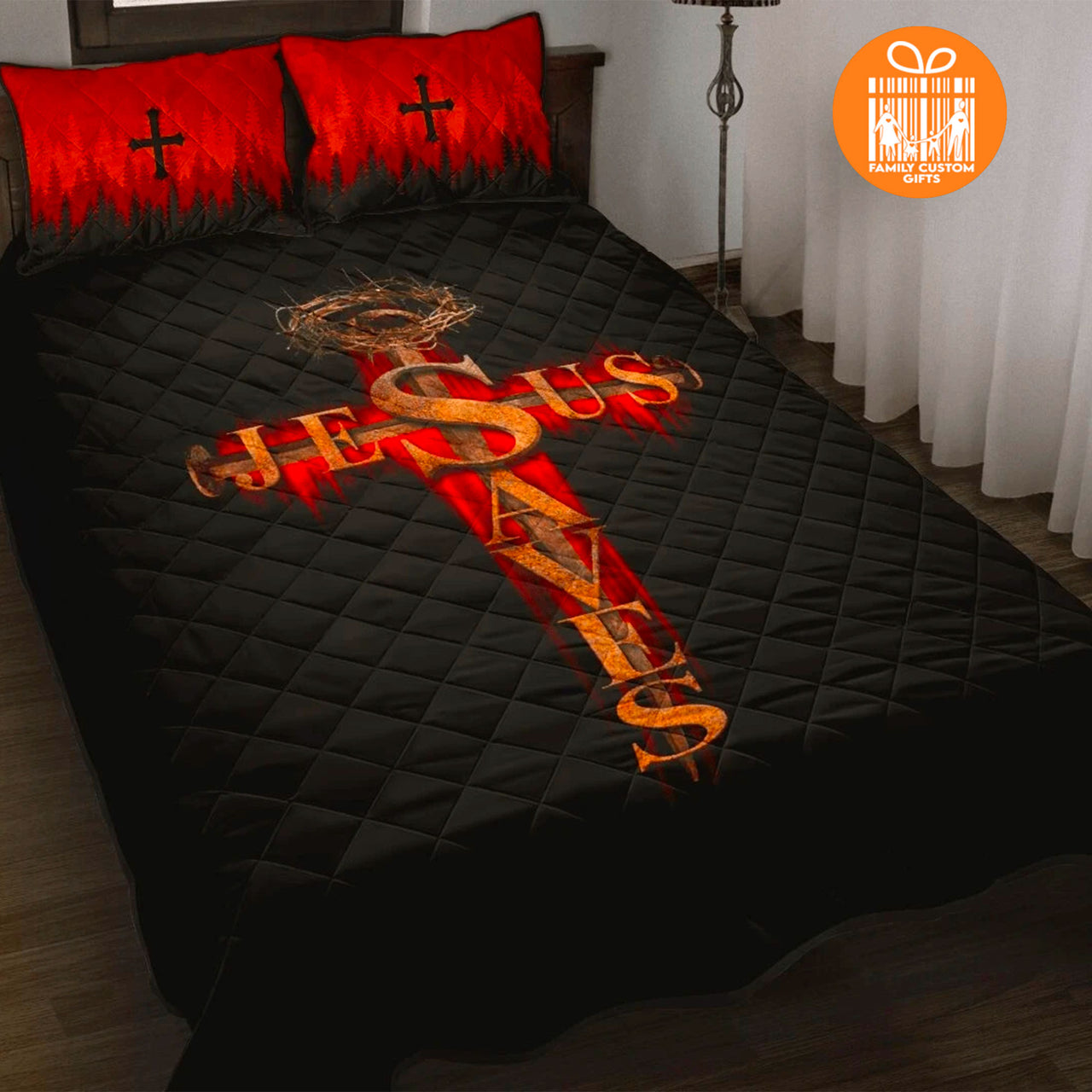 Comforter Jesus Saves Christian Cross Custom Bedding Set for Kids Teens Adult Personalized Premium Bed Set