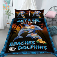 Thumbnail for Comforter Just A Girl Who Love Beaches Dolphins Custom Bedding Set for Kids Teens Adult Premium Bed Set