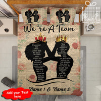 Thumbnail for Custom Quilt Sets for Couple Black Queen & King We're A Team Personalized Quilt Bedding for Her Him
