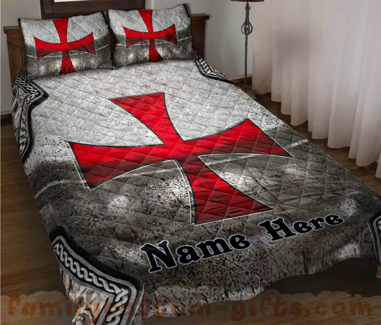 Custom Quilt Sets Knights Templar Armor Shield Pattern Premium Quilt Bedding for Boys Girls Men Women