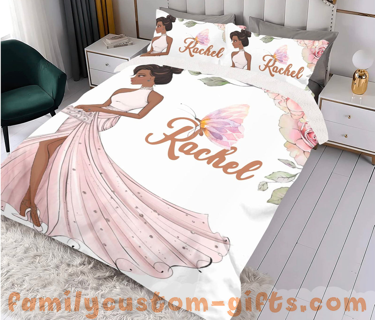 Custom Quilt Sets Lady Wedding Flower Butterfly Premium Quilt Bedding for Boys Girls Men Women