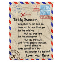 Thumbnail for Personalized Custom Grandpa Grandma Name To My Grandson 02 Birthday Christmas Fleece Sherpa Blanket Bed Throw Graduation Grandfather Papa Grandmother Mimi Nana