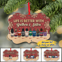 Thumbnail for Life is Better With Siblings Personalized Christmas Premium Aluminum Ornaments Sets - Gift For Brother and Sister