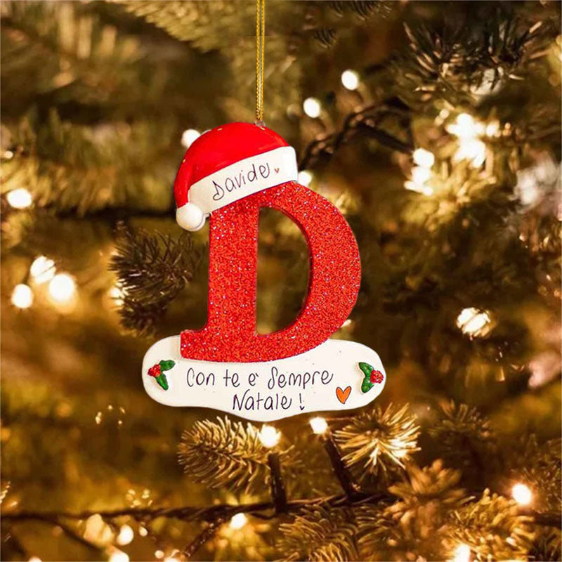 A-Z Acrylic Cartoon Hat Letter Pendants - Xmas Tree Decorations for Merry Christmas 2023 - Home Decor for Navidad, Natal, and Noel Celebrations