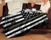 Thumbnail for US Military Soldier Veteran Thin Green Line Birthday Christmas Fleece Sherpa Blanket