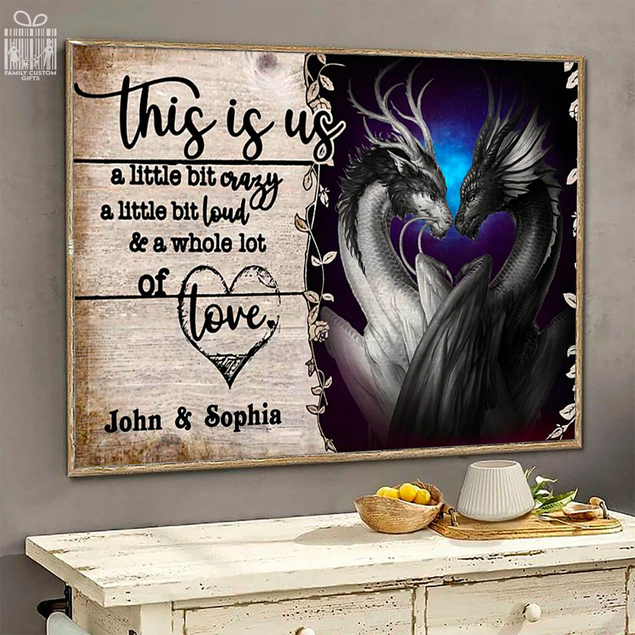 Custom Poster Prints Wall Art Dragon A Little Bit Personalized Gifts Wall Decor - Gift for Her & Him