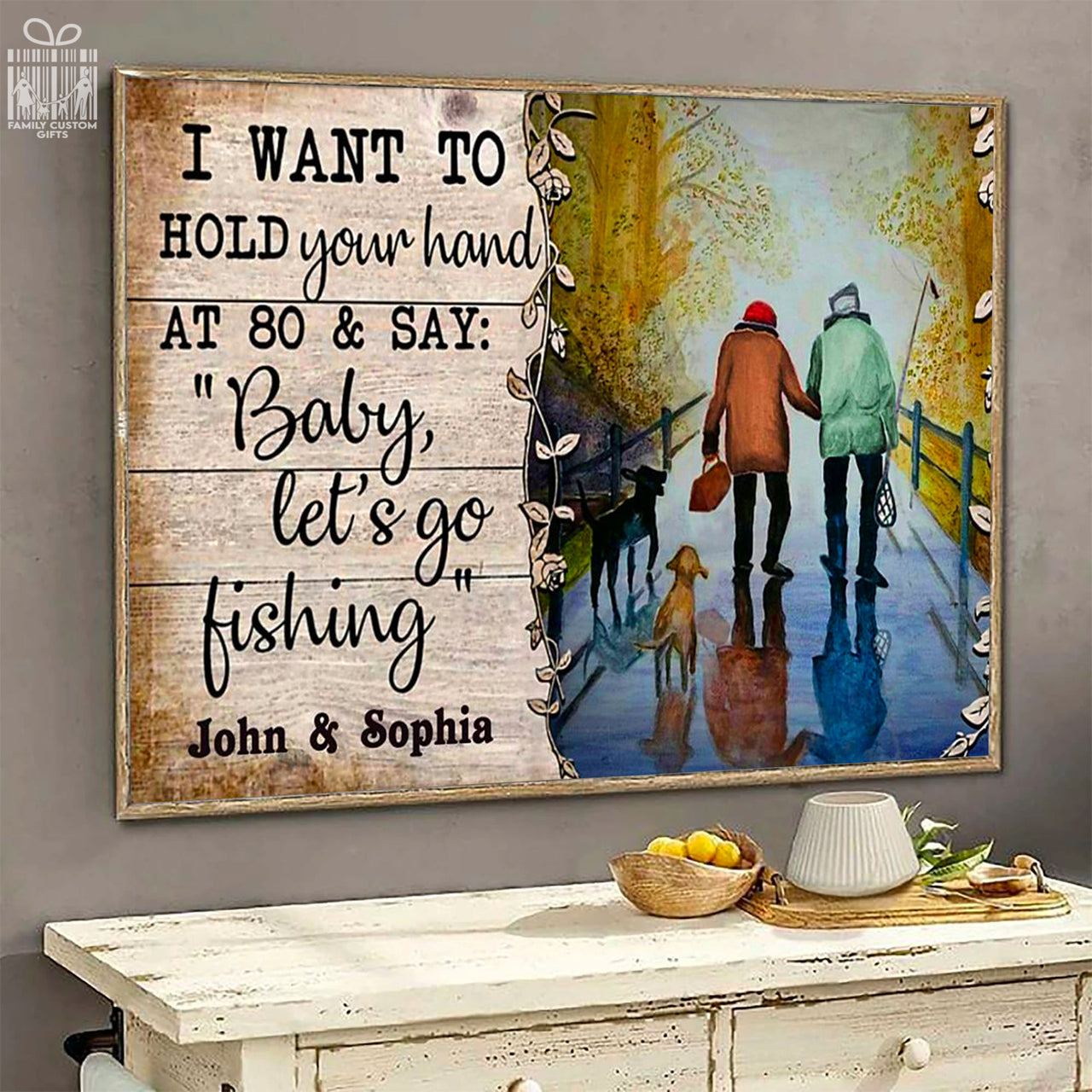 Custom Poster Prints Wall Art Fishing Hold You Hand Personalized Gifts Wall Decor - Gift for Her & Him