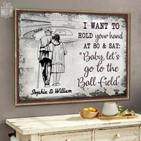 Thumbnail for Custom Poster Prints I Want to Hold Your Hand at 80 and Say Let's Go Baseball Personalized Wall Art - Premium Poster