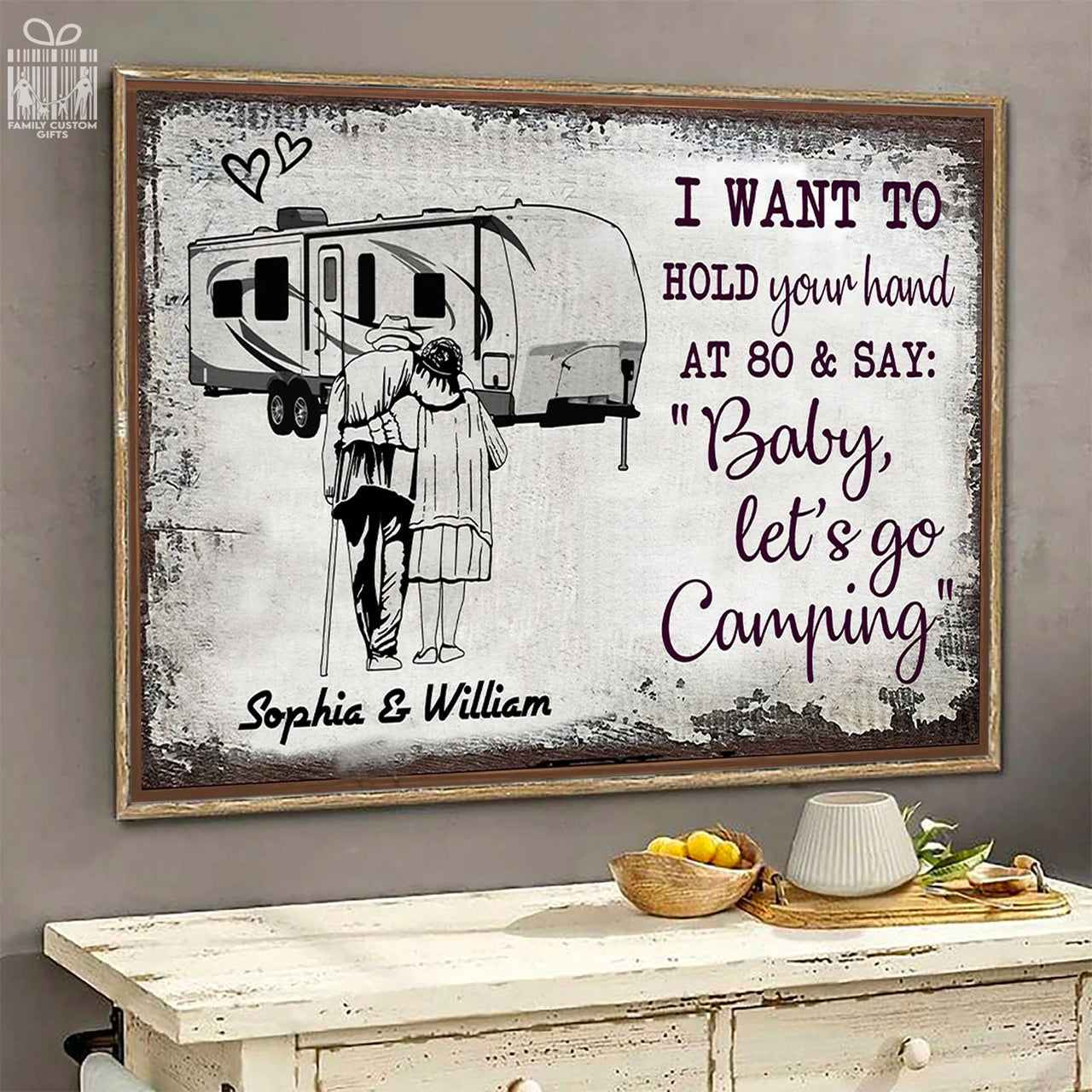 Custom Poster Prints I Want to Hold Your Hand at 80 and Say Let's Go Camping Wall Art for Couple - Premium Poster