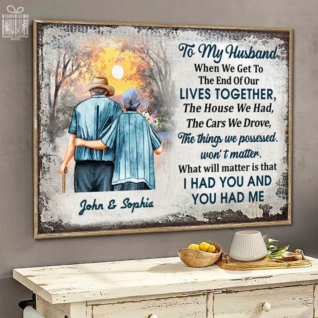 Custom Poster Prints Family Old Couple To My Husband Personalized Wall Art for Couple Premium Poster