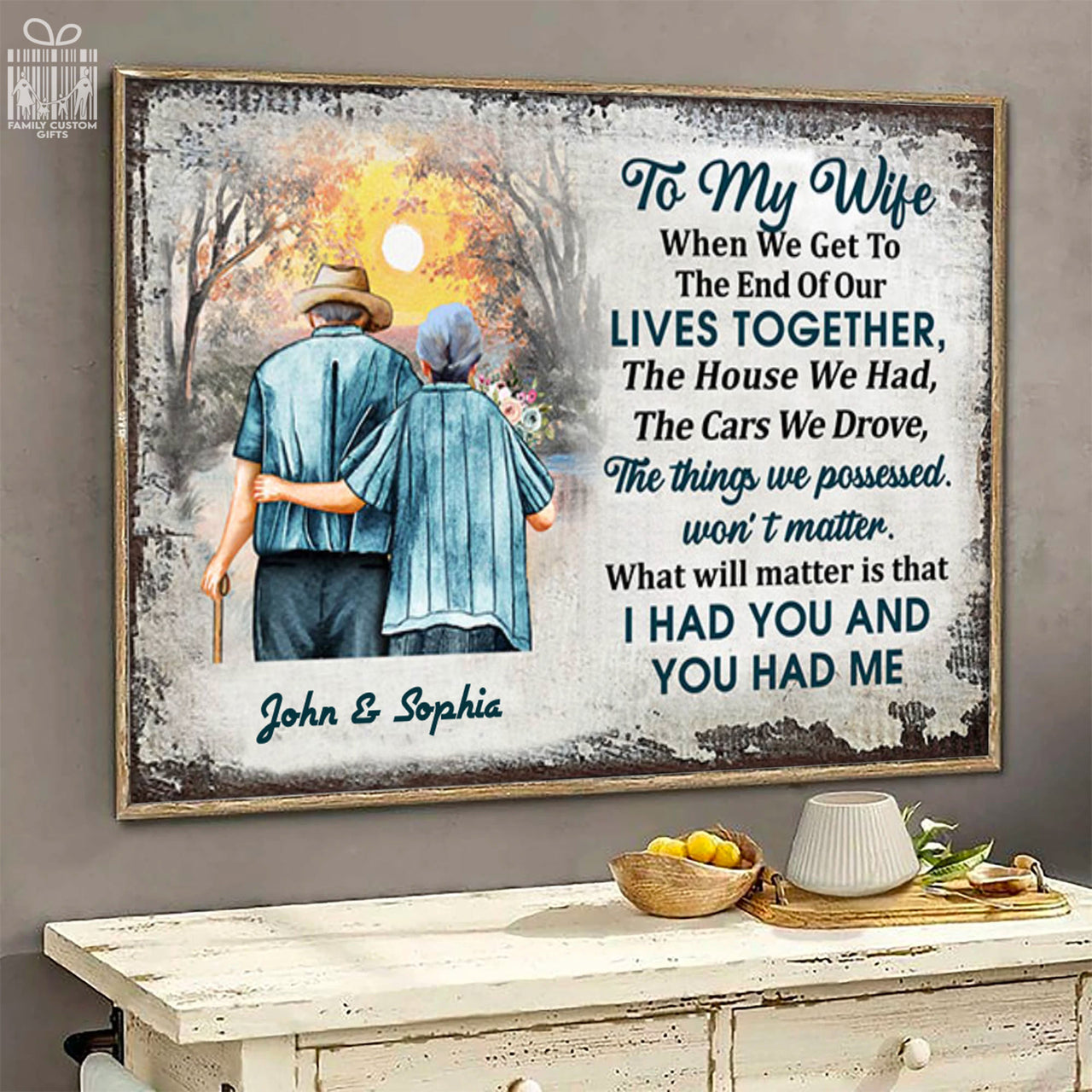 Custom Poster Prints Family Old Couple To My Wife Personalized Wall Art for Wife - Premium Poster