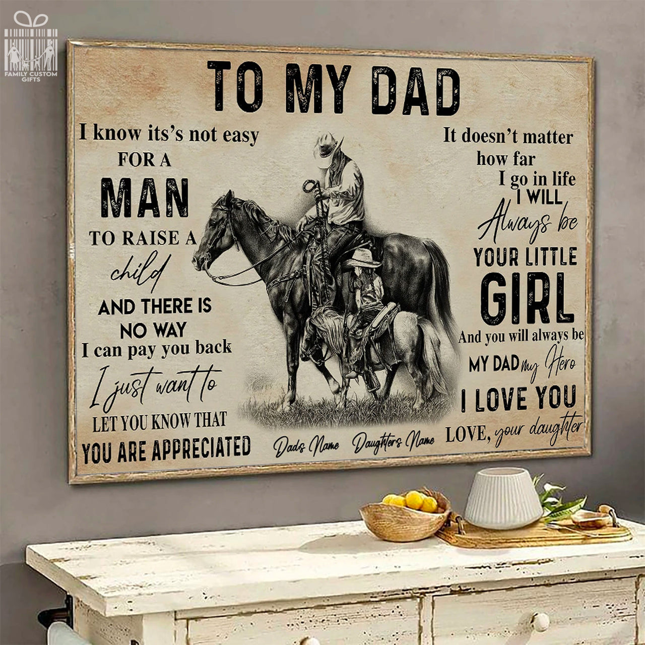 Custom Poster Prints Horse To My Dad Personalized Wall Art for Dad - Premium Poster