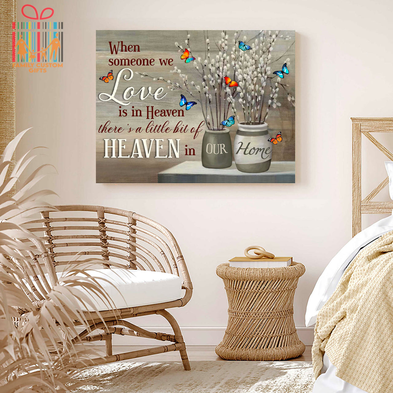 Custom Poster Prints Because Someone We Love is in Heaven Personalized Gifts Wall Decor