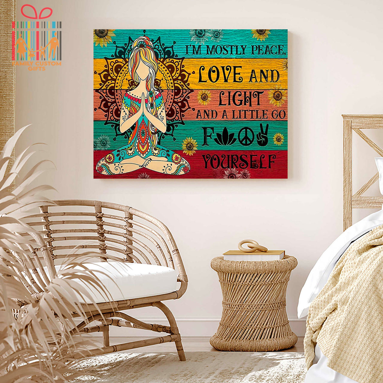 Custom Poster Prints Wall Art I'm Mostly Peace Love and Light A Little Go Personalized Gifts Wall Decor - Gift for Girl