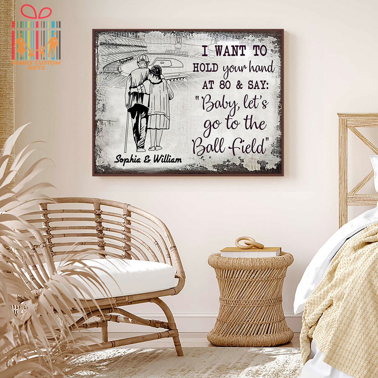 Custom Poster Prints I Want to Hold Your Hand at 80 and Say Let's Go Baseball Personalized Wall Art - Premium Poster