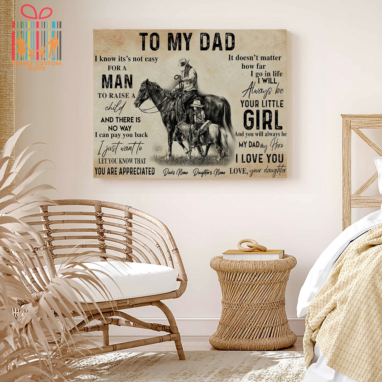 Custom Poster Prints Horse To My Dad Personalized Wall Art for Dad - Premium Poster