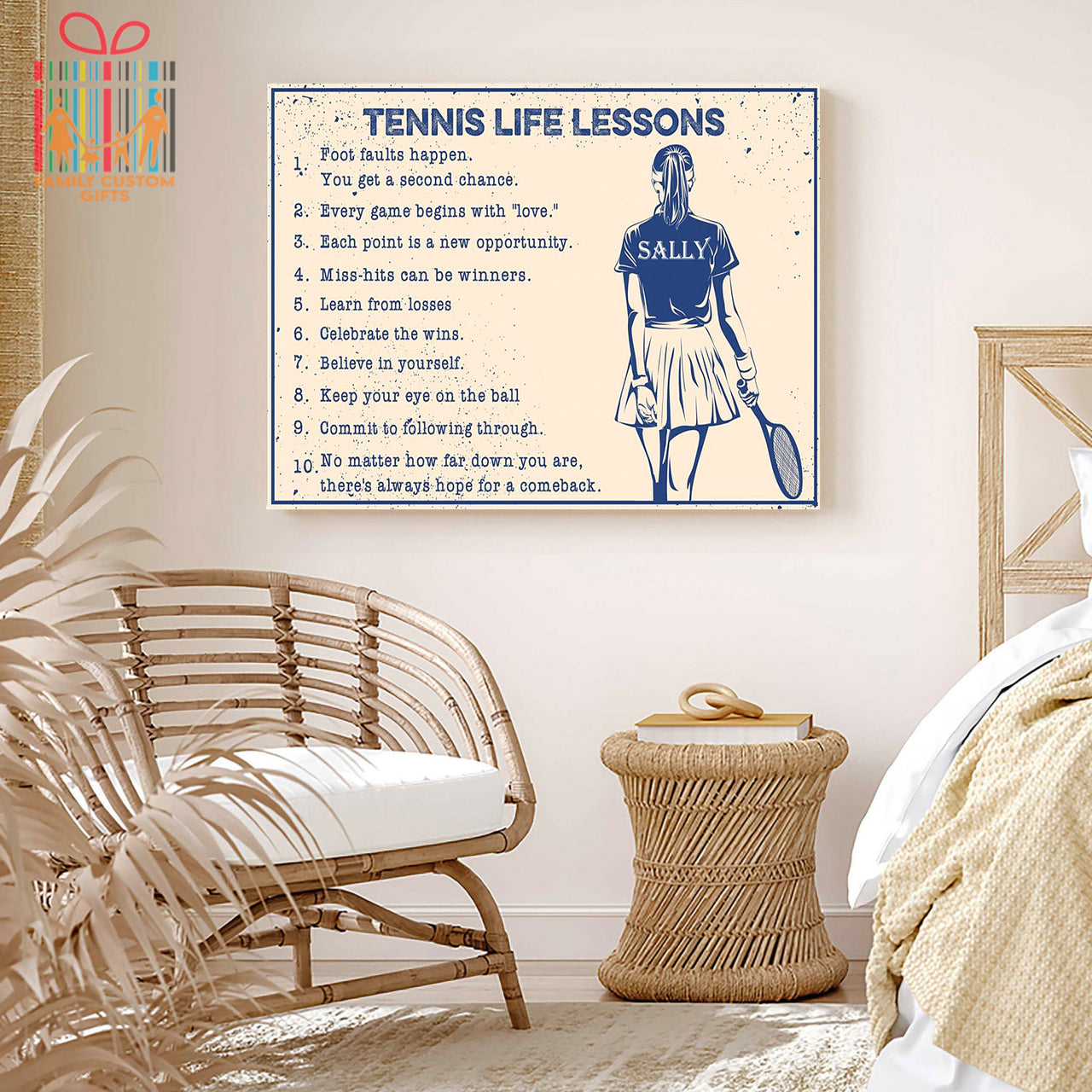 Custom Poster Prints Tennis Life Lessons Foot Faults Happen Personalized Wall Art for Girls Women - Premium Poster