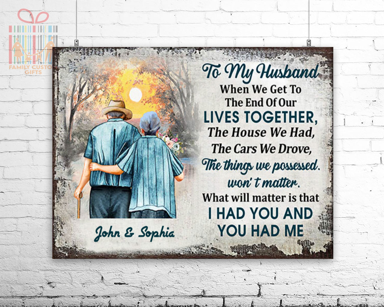 Custom Poster Prints Family Old Couple To My Husband Personalized Wall Art for Couple Premium Poster