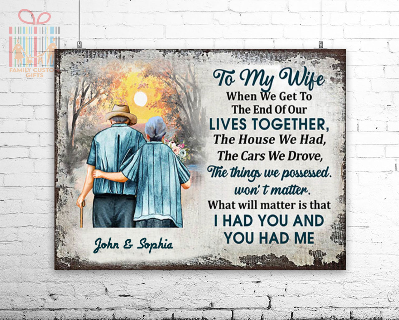 Custom Poster Prints Family Old Couple To My Wife Personalized Wall Art for Wife - Premium Poster