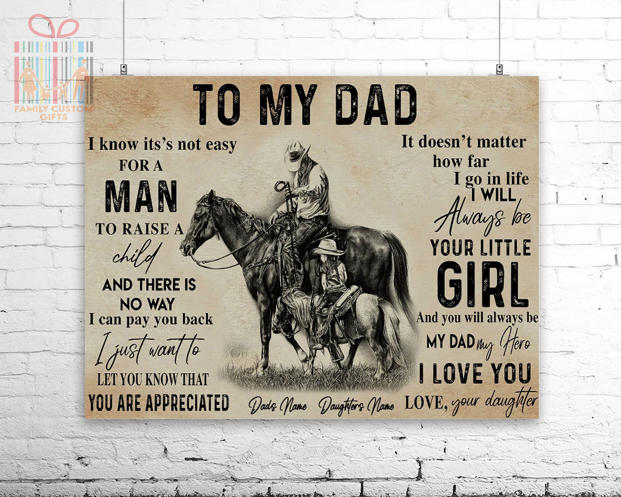 Custom Poster Prints Horse To My Dad Personalized Wall Art for Dad - Premium Poster
