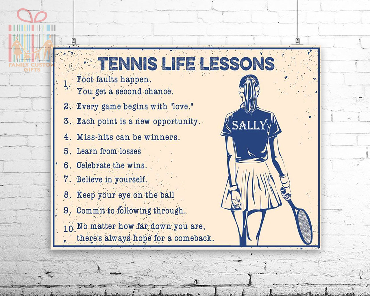 Custom Poster Prints Tennis Life Lessons Foot Faults Happen Personalized Wall Art for Girls Women - Premium Poster