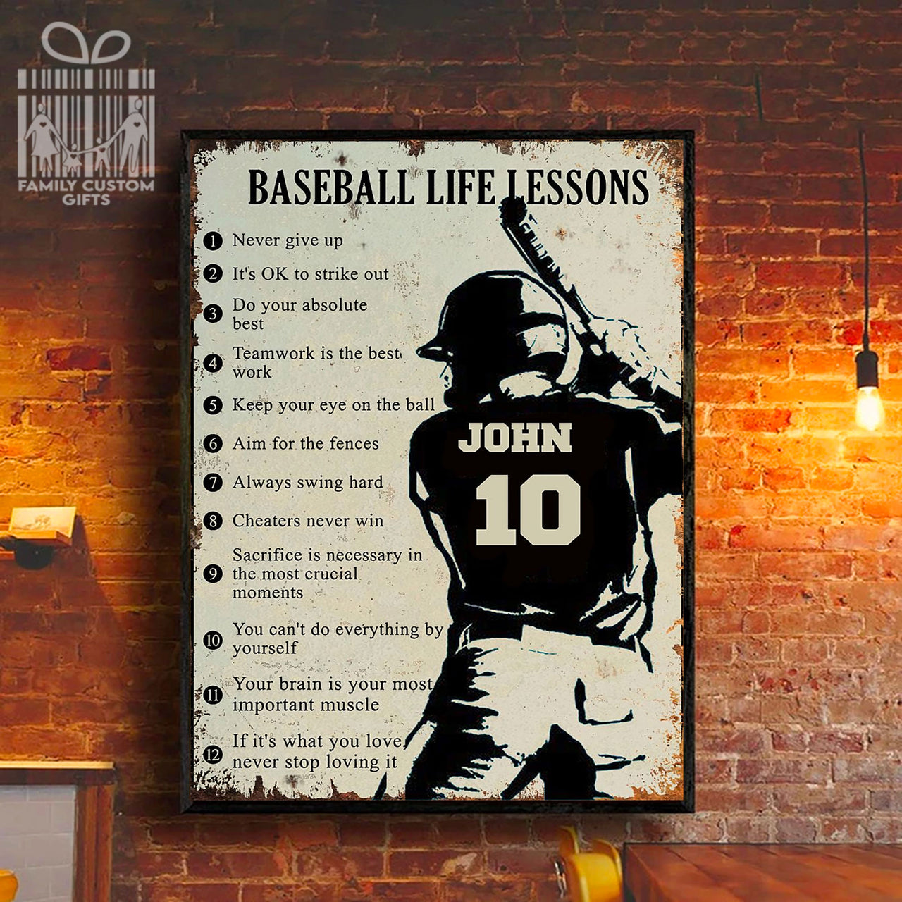 Custom Poster Prints Baseball Life Lessons Never Give Up Funny Personalized Wall Art - Premium Poster