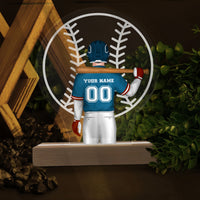 Thumbnail for Personalized Custom Name Number  Baseball Player 3D LED Light Wooden Base