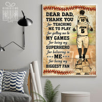 Thumbnail for Custom Poster Prints Baseball Dear Dad Thank You For Teaching Me To Play Personalized Wall Art - Premium Poster