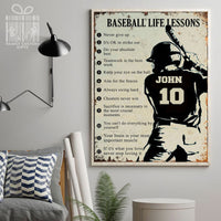 Thumbnail for Custom Poster Prints Baseball Life Lessons Never Give Up Funny Personalized Wall Art - Premium Poster