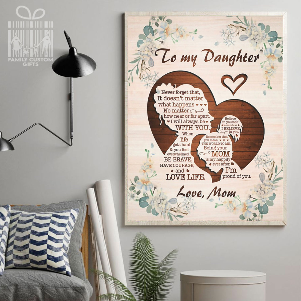 Custom Poster Prints To My Daughter from Mom Personalized Wall Art for Daughter - Premium Poster
