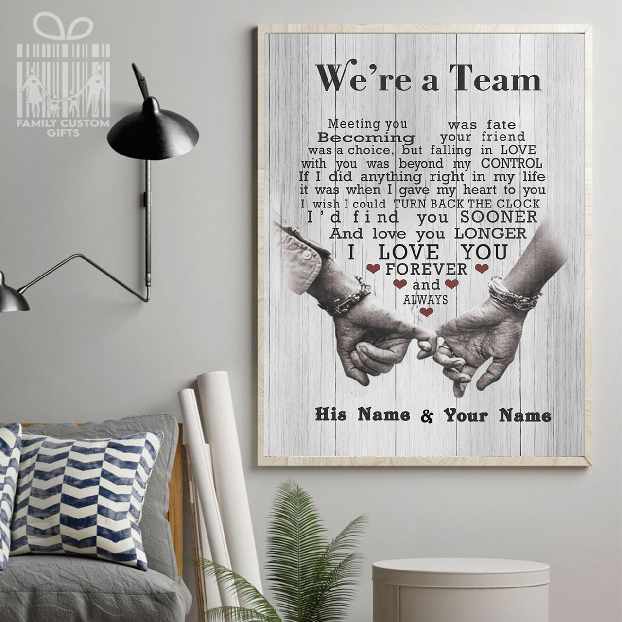 Custom Poster Prints We're A Team Meeting You Was Fate Personalized Wall Art for Couple - Premium Poster